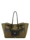 Balenciaga Women Army Green Canvas Medium Carry All Bel Air Handbag