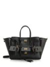 Balenciaga Black Leather Medium Carry All Bel Air Shopping Bag In Black