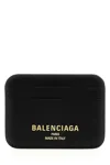 Balenciaga Cash 2.0 Leather Card Holder In Black