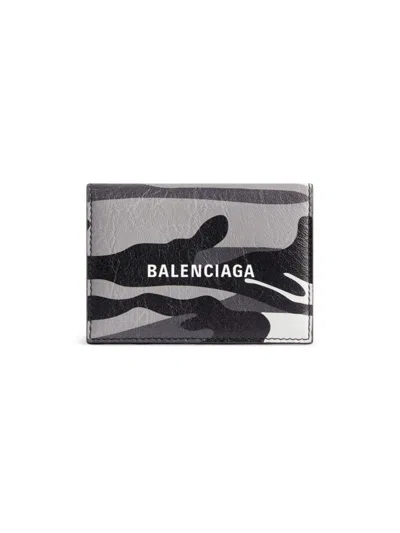 Balenciaga Women's Cash Mini Wallet Camo Print In Grey Black White