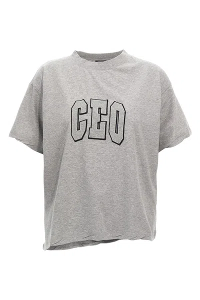 Balenciaga Women 'ceo Team Logo' T-shirt In Gray