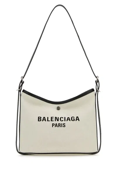 Balenciaga Women Chalk Canvas Biarri Crossbody Bag