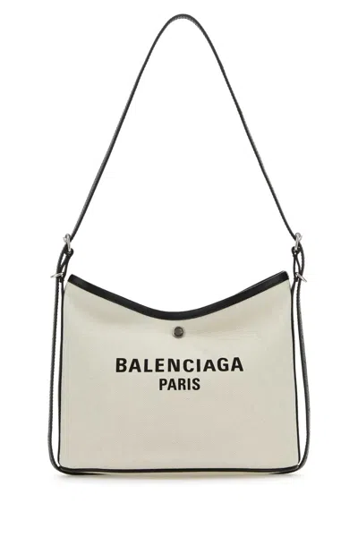 Balenciaga Women Chalk Canvas Biarri Crossbody Bag In White