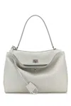 Balenciaga Women Chalk Leather Medium Rodeo Handbag In White