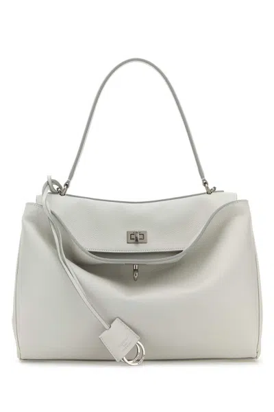 Balenciaga Women Chalk Leather Medium Rodeo Handbag In White