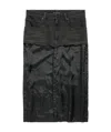 Balenciaga Denim-panel Midi Skirt In Black