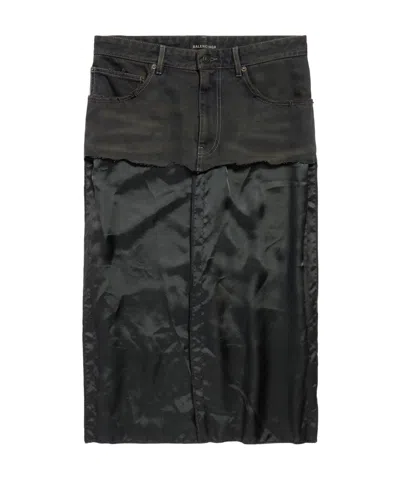 Balenciaga Women's Charcoal Grey Ripped Skirt In Black
