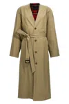 Balenciaga Check Lining Oversize Trench Coat In Cream