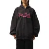 Balenciaga Hoodie With Zip And Hood 'hello Handsome In Washed Black