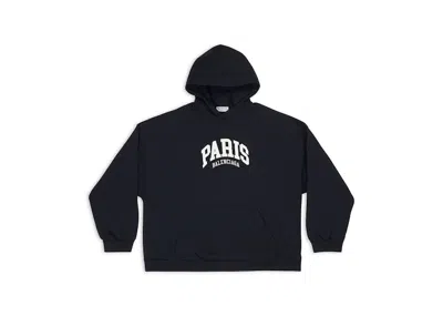 Pre-owned Balenciaga Women's Cities Paris Wide Fit Hoodie In Black