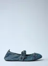 Balenciaga Denim Ballerina Shoes Buckle Detail In Blue