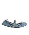 Balenciaga Denim Ballerina Shoes Buckle Detail In Blue