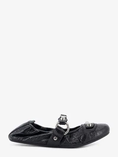 Balenciaga Women City Flat L005 Leather Ballerinas In Black