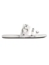 Balenciaga City Leather Triple-band Slide Sandals In Red