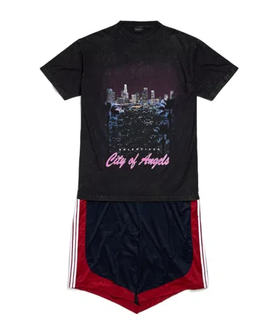 Balenciaga Women's City Of Angels Patched Dress In Black Faded