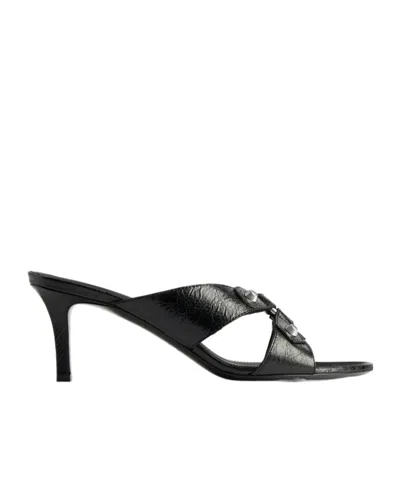 Balenciaga 70mm City Arena Leather Mule Sandals In Black