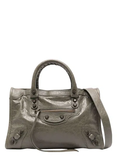 Balenciaga Womens Army Green Le City Small Leather Bag