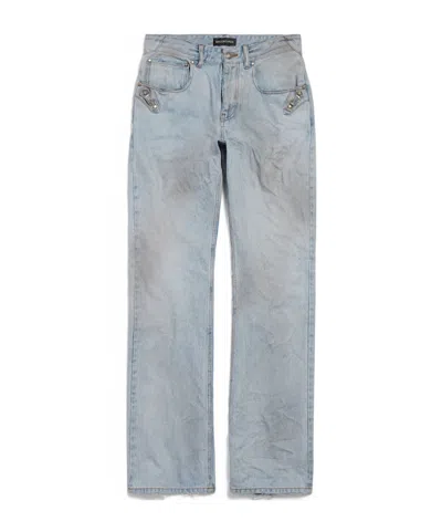 Balenciaga Women's City Straight Pants In Light Blue