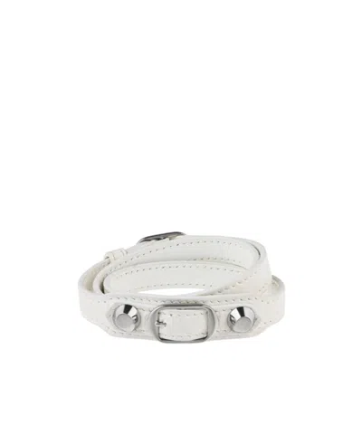 Balenciaga Women's City Triple Bracelet In Optic White/shiny Silver