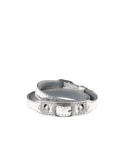 Balenciaga Women's City Triple Bracelet In Silver In White