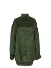 Balenciaga Crocodile Print Satin Button Down Cocoon Blouse