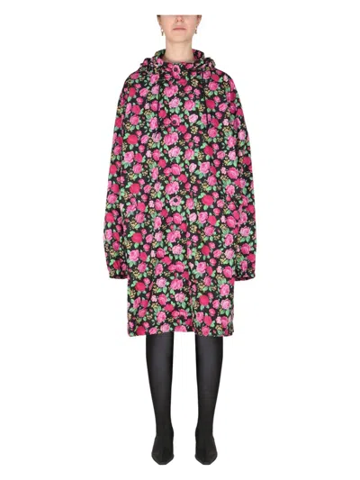Balenciaga Women's Coat With Floral Pattern In Pink
