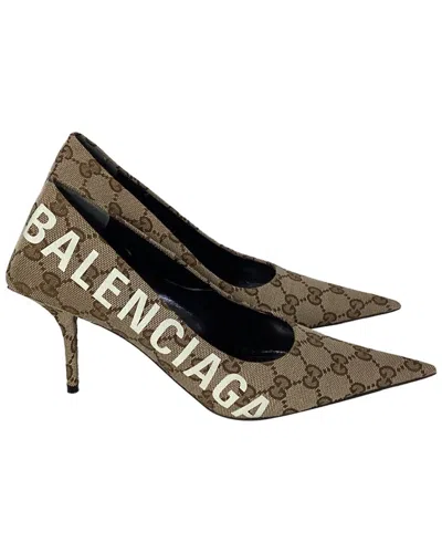Balenciaga X Gucci Gg Monogram Square Knife 80mm P In Green