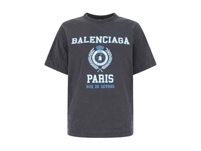 Pre-owned Balenciaga Women's College 1917 Medium Fit T-shirt In Blue