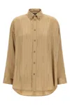 Balenciaga Satin Long-sleeved Striped Shirt In Brown