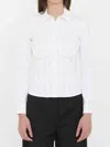 Balenciaga Corseted Stretch Poplin Button-up Shirt In White