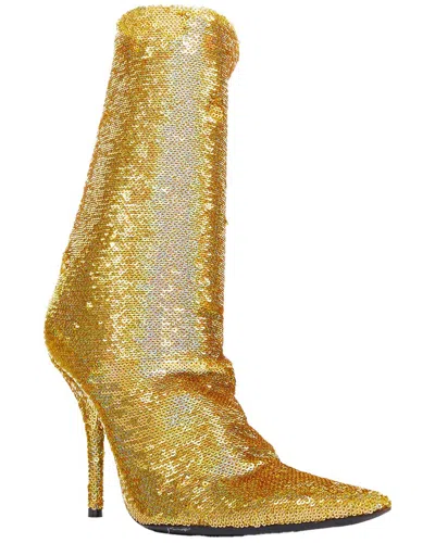 Pre-owned Balenciaga Women's Cotton Demna Knife Holographic Sequins Point Toe Sock Ankle  Boot (authentic Pre-