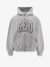 Balenciaga Hooded Cotton Sweatshirt With Kangaroo Pocket In Gray