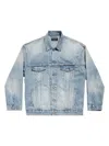 Balenciaga Graphic Printed Denim Jacket In Blue