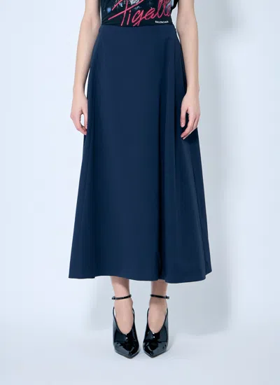 Balenciaga Women Cotton Midi Skirt In Blue