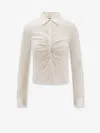 Balenciaga Collared Long Sleeve Ruched Top In Multi