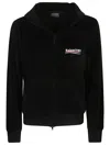 Balenciaga Black Cotton Zip Sweatshirt With Logo In Black
