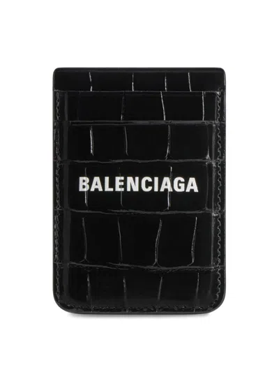 Balenciaga Women's Crocodile Embossed Cash Magnet Card Holder In Multi