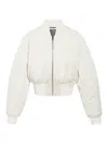 Balenciaga Cropped Bomber Jacket In Technical Faille In Neutral