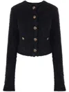Balenciaga Crop Bouclé Cardigan In Black