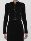 Balenciaga Button Detailing Tweed Cropped Cardigan