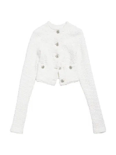 Balenciaga Women's Cropped Cardigan In White