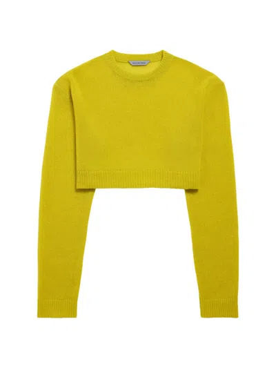 Balenciaga Women's Cropped Crewneck Sweater In Yellow