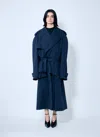 Balenciaga Women Cropped Distressed Hem Trench Coat In Blue