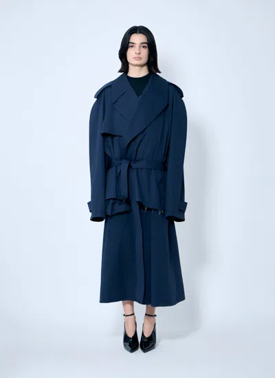 BALENCIAGA BALENCIAGA WOMEN CROPPED DISTRESSED HEM TRENCH COAT