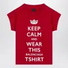 Balenciaga Mini Cropped Crew-neck T-shirt With Keep Calm Logo In Red