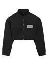 Balenciaga Cropped Technical Faille Track Jacket In Black