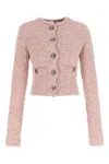 Balenciaga Cropped Tweed Cardigan Sweaters And Cardigans Pink In Pink