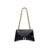 Balenciaga Borsa Crush Piccola With Catena In Pelle Di Vitello Crush Black With Antique Gold Finish In Black