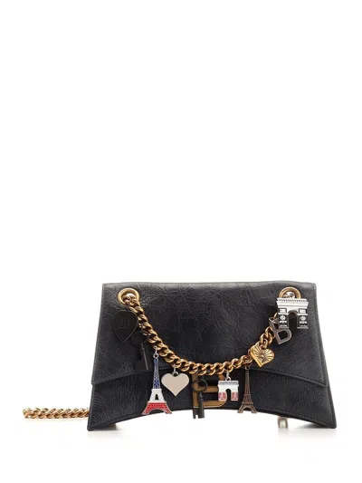 Balenciaga Crush Small Souvenirs Chain Shoulder Bag In Black