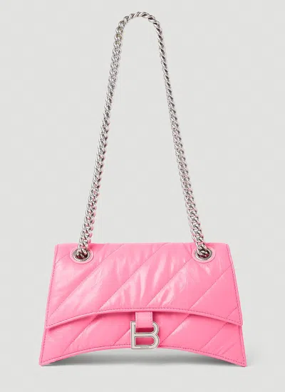 Balenciaga Women Crush Chain Small Shoulder Bag In Pink